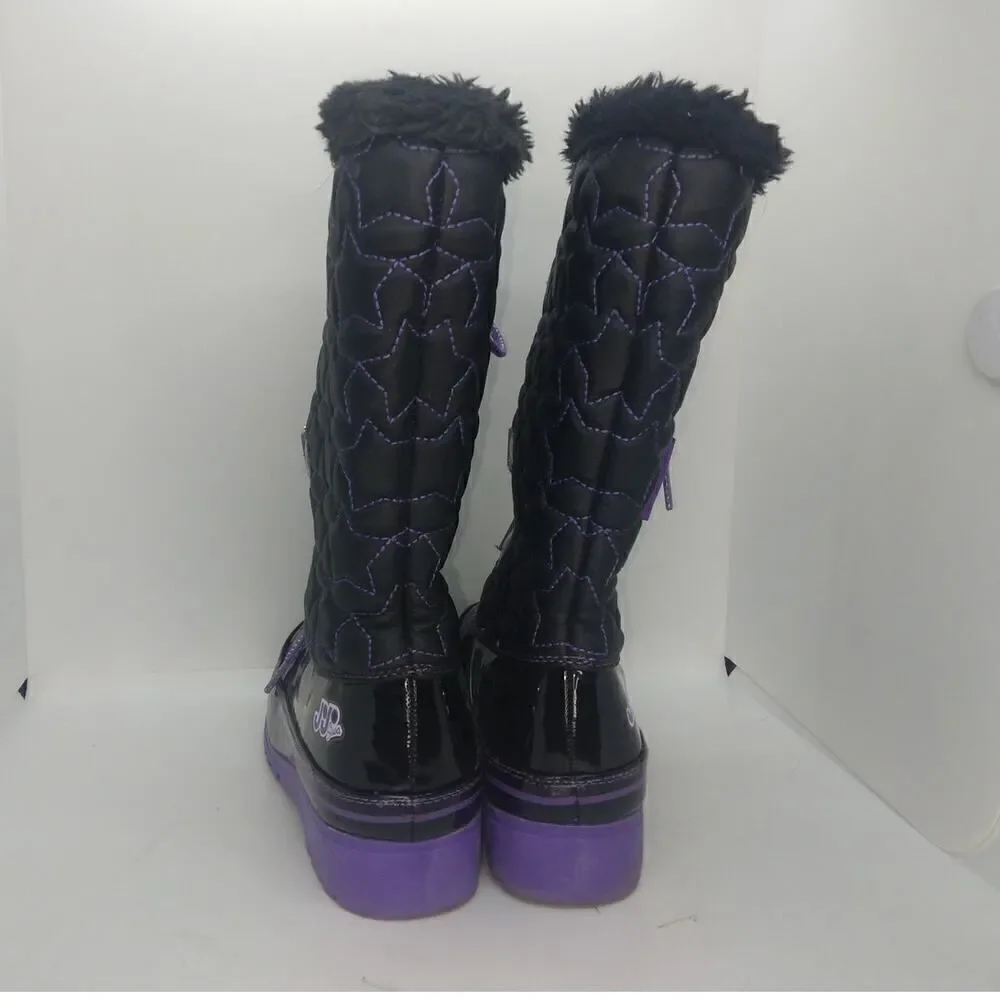 JoJo Siwa Girls Pre-owned Black & Purple All Weather Boots w/Bow Tie - sz. 4